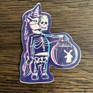 Dutch Bros Purple Unicorn Skeleton Trick-or-Treat Sticker